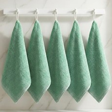 쉬라즈리빙 더소프트 40수 코마사 고리 핸드타월 65g, 5개, 리프그린