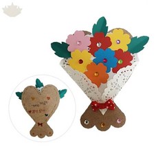 원목 소재 입체 꽃송이 부케 모양 감성 메시지 카드 만들기 세트 취미 공예 선물, 1개, 상세페이지 참조