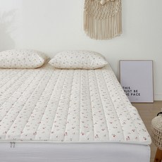 먼지없는 누빔 온수매트 커버 전기매트커버 전기장판커버, 들꽃-백아이보리