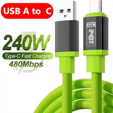 USB A to Type C 240W 충전 케이블 고속 데이터 전송 LED 디지털 디스플레이 포함 삼성 샤오미용, 04 0.3m, 02 USB A to C