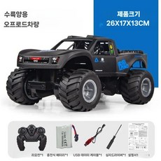 수륙양용 오프로드 몬스터 4WD 산악 RC카 4륜 무선 입문용 선물, 블루