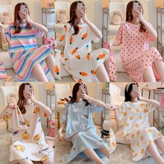 임산부 여름 롱원피스 반팔 파자마 수유 가능 홈웨어