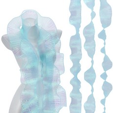 폴리에스터 플리티드 레이스 리본 러플 장식 DIY 의류 웨딩 부케 포장 홈데코 크래프트 액세서리, 1개, 라이트 스카이 블루 384