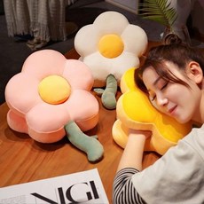 플라워 낮잠 쿠션 사무실 베개 팔쿠션 수면용 솜 쇼파 여름 부드러운 방석 고급 디자인 dew+7910CD, 화이트, 화이트