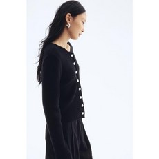 국내백화점 H&M 가디건 브랜드관 코튼 리브니트 블랙 1295261001 커플 사무실 (BK파우치 증정)