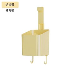 Shuoshistyle 抹茶綠 吸盤掛籃蔥薑蒜收納盒, 補充籃 - 奶油黃, 1套