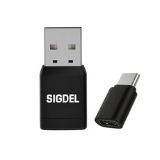 시그델 차량용 무선 초소형 올인원 슬림 안드로이드 오토 카플레이 동시 호환 2in1 동글 USB C타입 A타입 CAC-01, 블랙