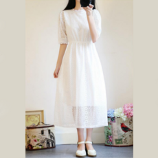 아이데이 결혼식 브라이덜 샤워 원피스 웨딩 파티 들러리 레이스 드레스 만삭 셀프 사진 촬영 옷 / 6size