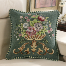 서플라이랩 앤틱 인테리어 클래식 자카드 쇼파쿠션 국산솜 포함, 옵션2. 앤틱그린