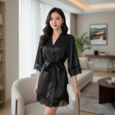 부드러운 실키 레이스 로브 골프가운