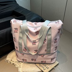 강아지 프린팅 나일론 대용량 지퍼 확정형 여행용 보스턴백 기저귀 가방