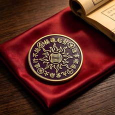黃銅工藝擺件 四神獸八卦鏡 桌面裝飾 開運風水 鎮宅擺設 文創禮品 古典風格+8cm紫色九紫離火圓牌+支架