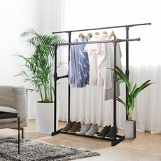 조립식 미니 2단 높이 길이조절 옷걸이 행거 기숙사 원룸 간편설치 드레스룸 수납가구, 2단 기본형