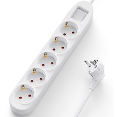 과부하차단 고용량 멀티탭 4000w 냉장고 에어컨 개별스위치 콘센트 5구 1.5m 1개, 화이트