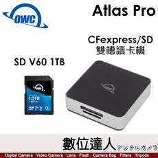 OWC Atlas SD V60 1TB 記憶卡 讀卡機 CFexpress, 1個, SD V60 1TB + 雙槽讀卡機