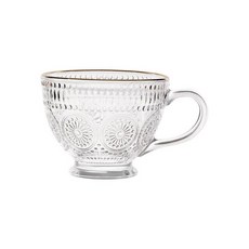 유리 그릇 아이스크림볼 요거트볼 머그형 빙수볼 디저트볼, 1개, 해바라기 아침 컵 골드 트림