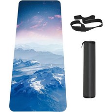 남성 여성용 논슬립 요가 매트 TPE 운동 휴대용 스트랩이 있는 두꺼운 운동용 피트니스 필라테스 바닥 72 x 24 6mm, Mountains, 1개