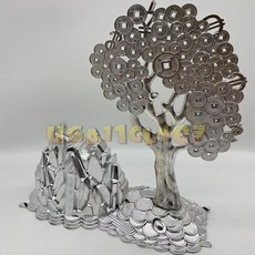 清明祭祀紙紮 往生祭祖 用品 別墅樓房汽車金條元寶 紙紮衣服 兩層, 1個, 1個銀山樹