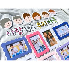 가족사진판 (사랑하는우리가족) 어린이집 유치원 새학기 환경구성 완제품 환경판, 파랑계열