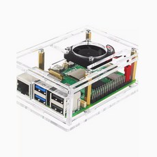 【台灣物聯】樹莓派5代 透明壓克力雙層外殼 Raspberry Pi 5保護外殼 含散熱風扇, 1個, 含稅, 透明, Pi5 double-layer box