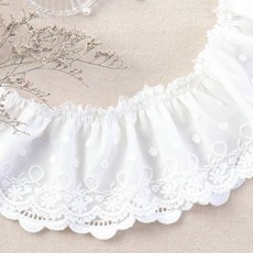 퀼트스타 [주름] 에델 플라워 이중주름 면 오간자 자수레이스, 1개, 백아이보리 240