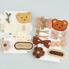 슈가앤 여아용 베어 헤어핀 18종 세트 집게핀 똑딱핀 베이비