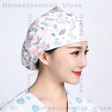 護士帽 手術帽女款 醫生長髮包頭 防塵潔淨室實驗室工作帽 防掉髮花帽子4099, 彩虹粉,可調節, 1個