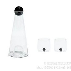 家用玻璃冷水壺水具套裝, 黑色一壺2杯, 1套, 2L