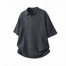 【復古坑條肌理】Polo衫 男T恤 短袖T恤 針織T恤 體恤 透氣V領 合身版型 夏季薄款 老錢風穿搭 商務休閒