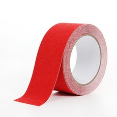 계단 바닥 미끄럼방지 스티커 노란색 검정색 경고표지 도보 보도블럭, 빨간색 길이 5mx너비50mm, 1개