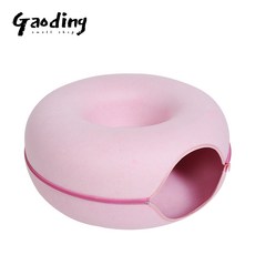 GAODING 펠트 고양이 둥지 터널 도넛 애완동물 쿠션 반밀폐식 탈부착식 고양이집 고양이 용품, 핑크색, 1개