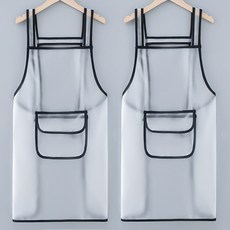 웰빙마켓 우레탄 반투명 방수 앞치마, 화이트-화이트, 2개