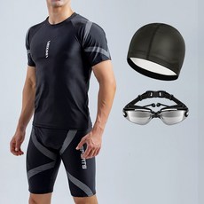 메이리앤 남성 수영복 상하의 세트 실내수영복 수영모+물안경