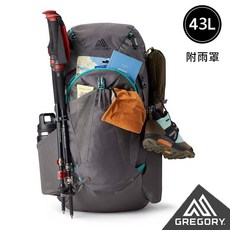 台灣黑熊 Gregory JADE 43L 女款透氣網架登山背包，神秘灰S/M，附防雨背包套，舒適透氣, 神秘灰