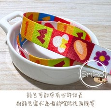 Smiko腸腸妞 15mm雙面圖案織帶, 繽紛格子小花,1碼(91公分)
