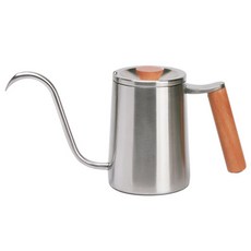 Tiamo 櫸木圓把手細口壺 HA1651 不鏽鋼 600ml, 1個, HA1651不銹鋼