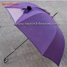 SprintDream 紫色雨傘, 韓國創意蕾絲傘長柄蝴蝶結傘復古長柄傘自動傘公主傘, 1件