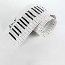 88키 휴대용 핸드롤 피아노 건반 접이식 초보자 연습용 학습 악기 표준 시뮬레이션, 1개, 88키 코팅지 앞면 빈 뒷면 음표, 단일 모델