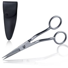 SPEEDWOX 151mm 벤트 핸들 자수 가위 (오리주둥이형 아님) 파우치 포함 원단/실/자수용 공예 가위, 1개, 실버