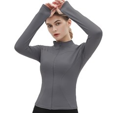 여성 경량 러닝 재킷 운동 재킷 엄지 구멍이 있는 풀 집 요가 재킷