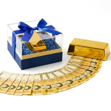 (고급 선물 상자 포함) 더심플러 돈나오는 반전 골드바 용돈박스 엄마 아빠 서프라이즈 생신 선물 설날 이색 모형 금괴 돈봉투 퇴직 퇴임식 첫월급 현금, 1개