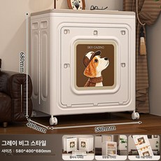 그레잇픽 낮은이불장 원룸 수납장 작은 도어형 빈티지, 그레이 비글 1개