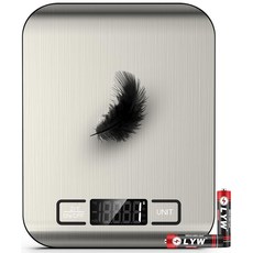 Mik-Nana 식품 저울 10kg(22파운드) 디지털 주방 저울 베이킹 요리 커피 패키지 우표용 무게 그램 및 온스 용기 기능이 있는 6개 유닛 LCD 디스플레이 간편, 실버-B