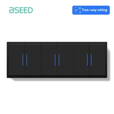 BSEED 버튼 스위치 1/2Gang 2Way 벽 소켓 USB Type-C 포트 벽 조명 스위치 LED 표시기 검정색 플라스틱 프, 18 Triple 2Gang