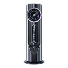 聚風扇跨境新款冷風機 家用桌面辦公室加濕USB多功能定時風扇, 黑色/英文包裝