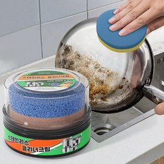 Gaayou 스테인리스 클리닝 크림 스텐 크리너 녹 기름때 찌든때 물때 제거제 초강력 세제 주방 탄냄비 후라이팬 탄거 세척 렌지 후드 클리너 키친 싱크대 욕실 청소 세척, 1개, 350g