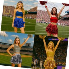 치어리더 응원복 세트 반짝이 프릴 치마 크롭탑 댄스 의상 스포츠 경기장 퍼포먼스 유니폼, 1개, 레드