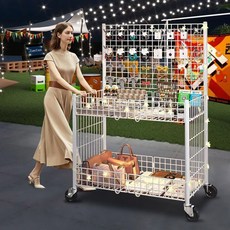 플리마켓 접이식 행사 매대 철제 이동식 철망 메쉬 가판대, 1개, 화이트