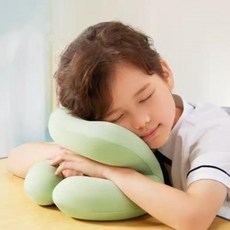 slai 兒童午睡枕 中小學生專用 擁抱式午睡神器 舒適透氣 午安枕, 兒童課桌趴睡枕（綠色）