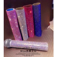 빤짝이 마이크손잡이 커버 무대 공연 사회자 행사장 핑크, 15. 파랑-금색(안 빠짐), 1개